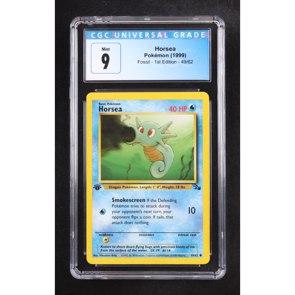Horsea Pokemon 1999 Fossil First Edition #49 (CGC 9) at PristineAuction.com