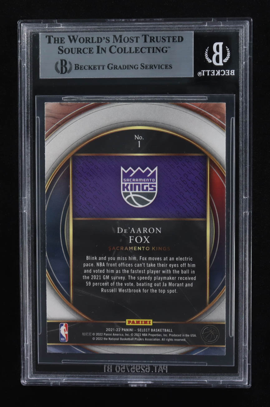 De'Aaron Fox Signed 2021-22 Select Numbers #1 (Beckett) at PristineAuction.com De'Aaron Fox Signed 2021-22 Select Numbers #1 (Beckett) at PristineAuction.com