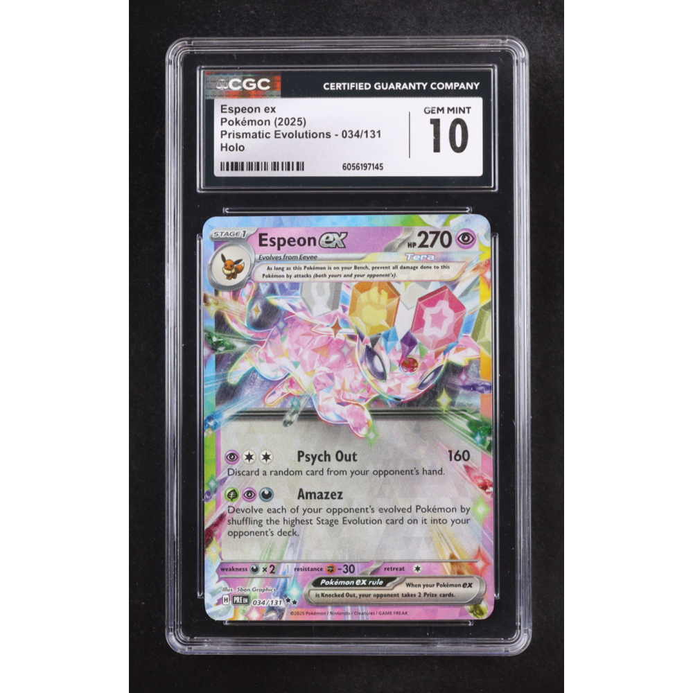 Espeon ex 2025 Pokemon Scarlet and Violet Prismatic Evolutions #034 Holo (CGC 10) at PristineAuction.com Espeon ex 2025 Pokemon Scarlet and Violet Prismatic Evolutions #034 Holo (CGC 10) at PristineAuction.com