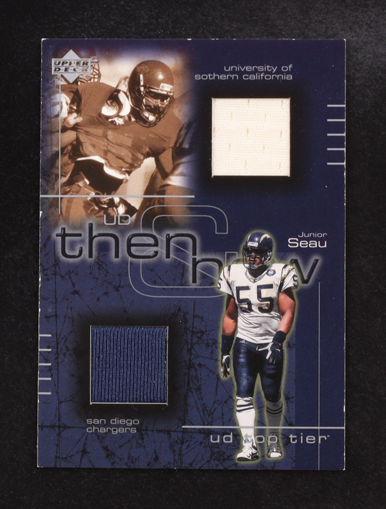 Junior Seau 2001 Upper Deck Top Tier Then & Now #TN-JS at PristineAuction.com Junior Seau 2001 Upper Deck Top Tier Then & Now #TN-JS at PristineAuction.com