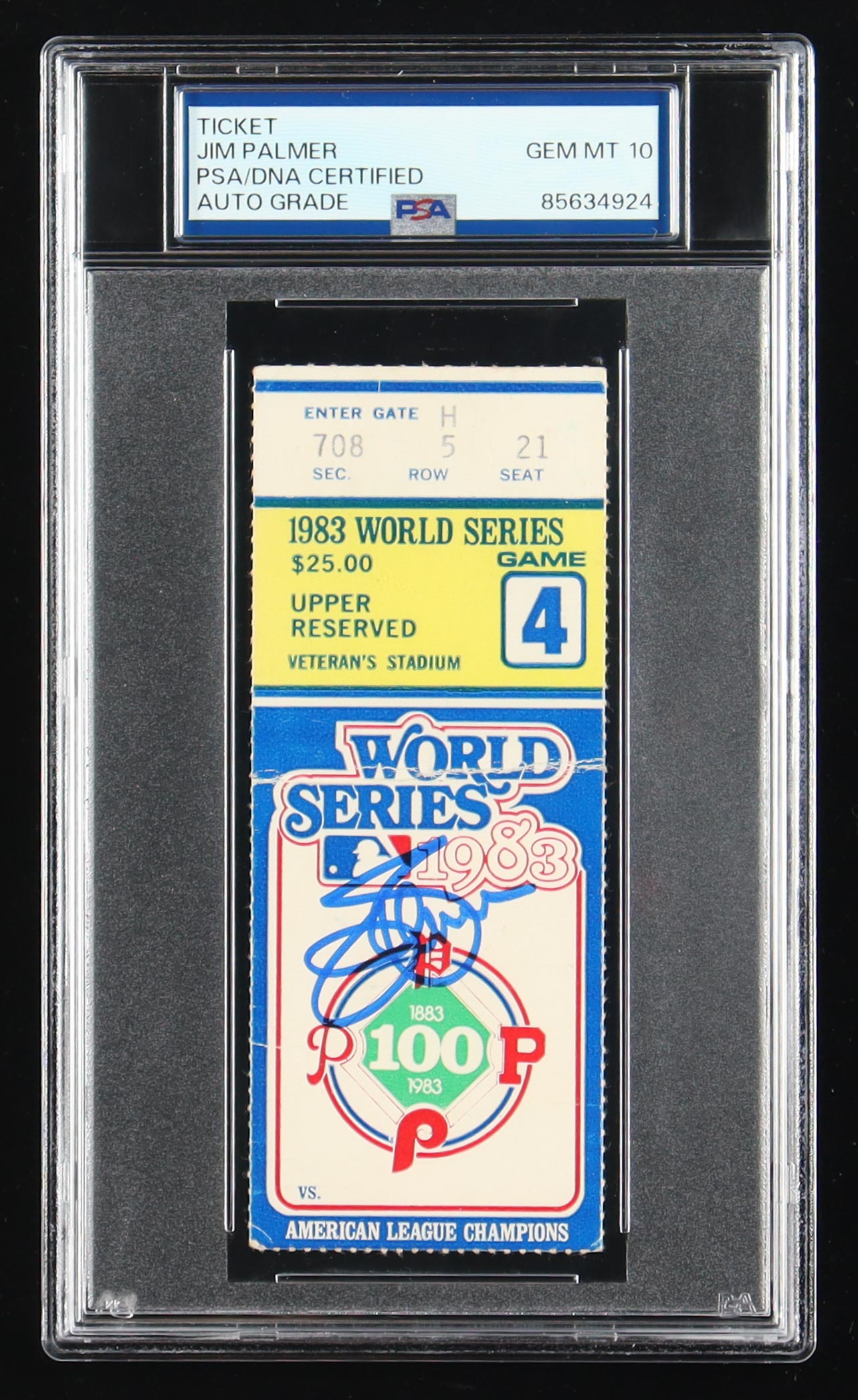 Jim Palmer Signed 1983 World Series Ticket (PSA 10) at PristineAuction.com Jim Palmer Signed 1983 World Series Ticket (PSA 10) at PristineAuction.com