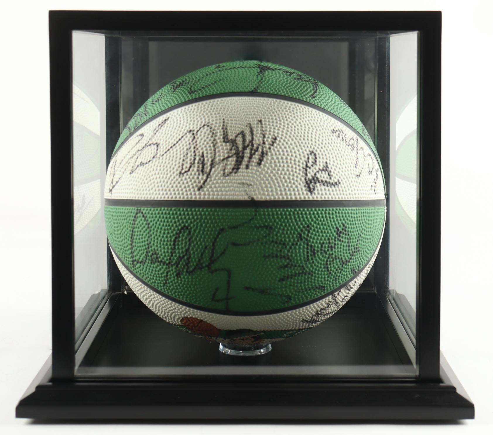 1996-97 Celtics Logo Basketball Team-Signed by (16) with David Wesley, Dana Barros, Todd Day & John Kuester with Display Case (PSA) at PristineAuction.com 1996-97 Celtics Logo Basketball Team-Signed by (16) with David Wesley, Dana Barros, Todd Day & John Kuester with Display Case (PSA) at PristineAuction.com