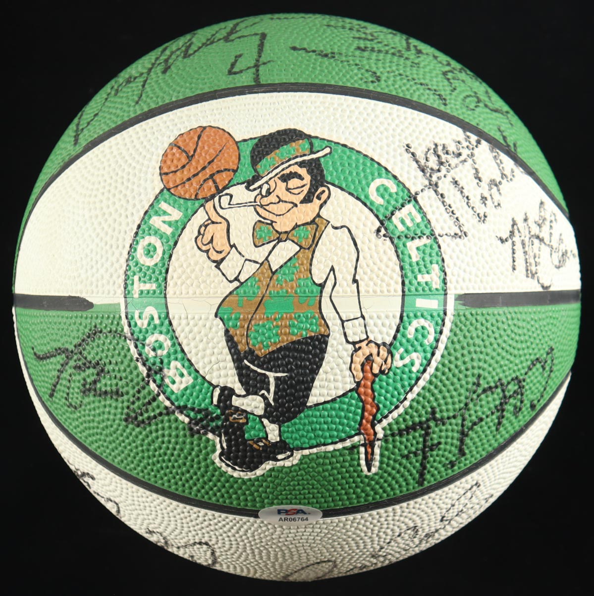 1996-97 Celtics Logo Basketball Team-Signed by (16) with David Wesley, Dana Barros, Todd Day & John Kuester with Display Case (PSA) at PristineAuction.com 1996-97 Celtics Logo Basketball Team-Signed by (16) with David Wesley, Dana Barros, Todd Day & John Kuester with Display Case (PSA) at PristineAuction.com