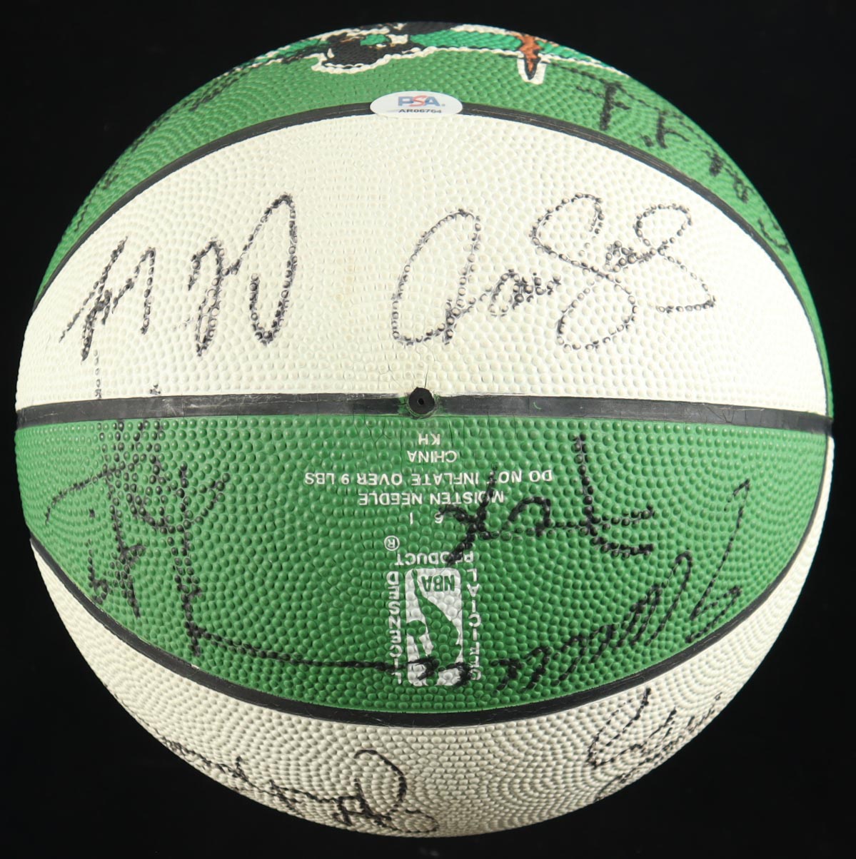 1996-97 Celtics Logo Basketball Team-Signed by (16) with David Wesley, Dana Barros, Todd Day & John Kuester with Display Case (PSA) at PristineAuction.com 1996-97 Celtics Logo Basketball Team-Signed by (16) with David Wesley, Dana Barros, Todd Day & John Kuester with Display Case (PSA) at PristineAuction.com