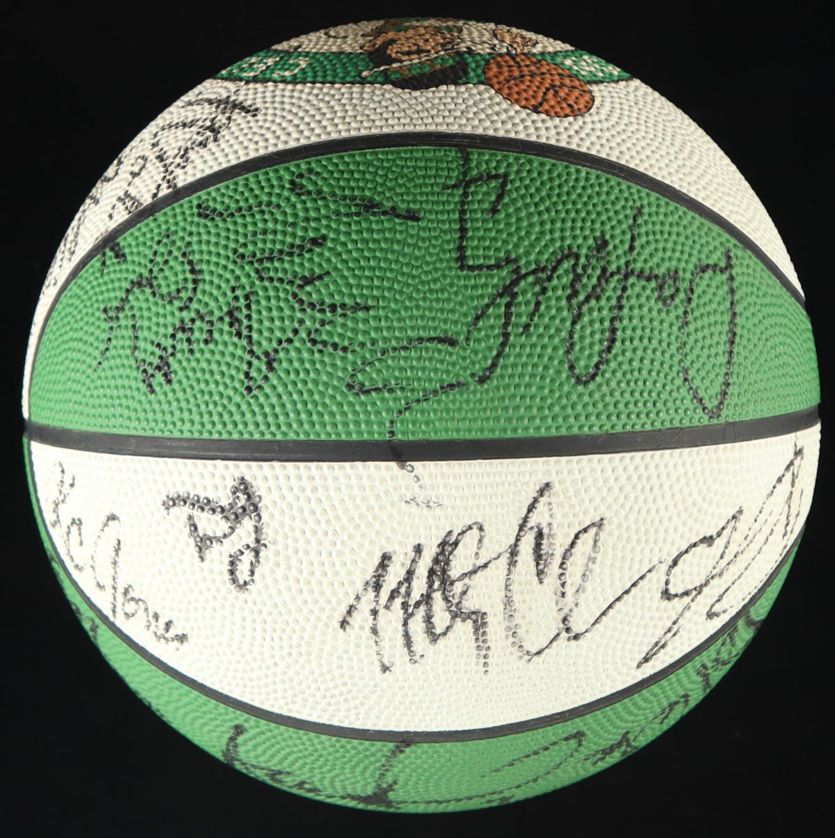 1996-97 Celtics Logo Basketball Team-Signed by (16) with David Wesley, Dana Barros, Todd Day & John Kuester with Display Case (PSA) at PristineAuction.com 1996-97 Celtics Logo Basketball Team-Signed by (16) with David Wesley, Dana Barros, Todd Day & John Kuester with Display Case (PSA) at PristineAuction.com