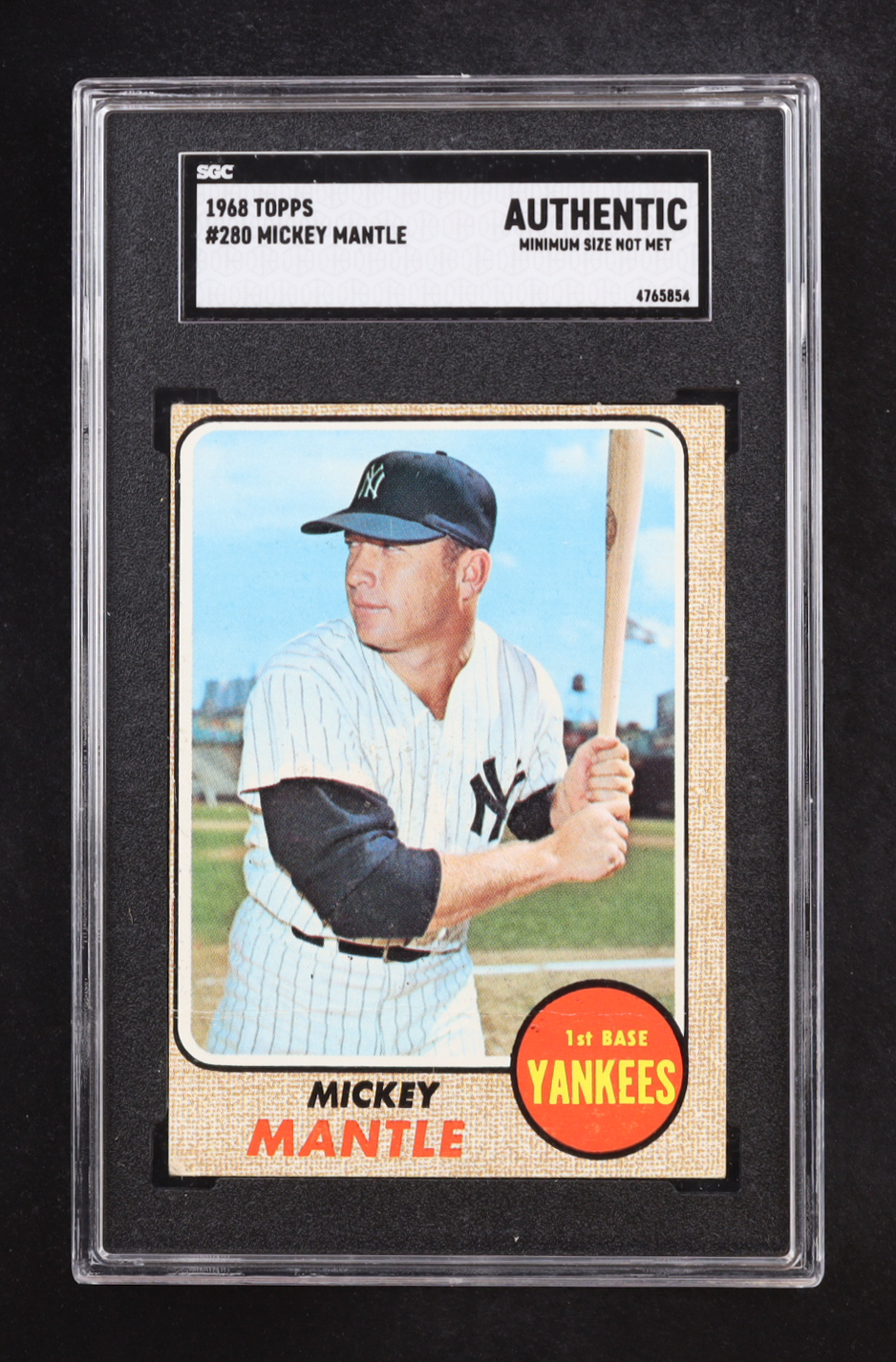 Mickey Mantle 1968 Topps #280 (SGC Authentic) at PristineAuction.com Mickey Mantle 1968 Topps #280 (SGC Authentic) at PristineAuction.com