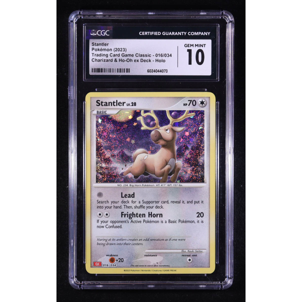 Stantler 2023 Pokemon Trading Card Game Classic Charizard and Ho-Oh ex Deck Holo #016 at PristineAuction.com Stantler 2023 Pokemon Trading Card Game Classic Charizard and Ho-Oh ex Deck Holo #016 at PristineAuction.com