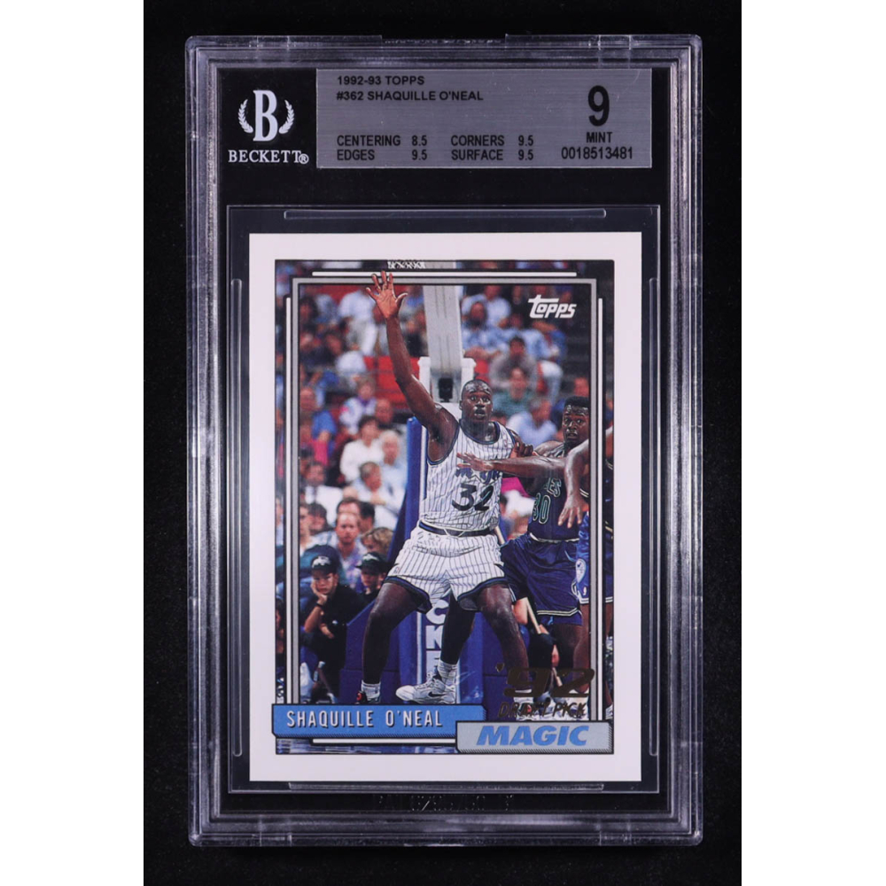 Shaquille O'Neal 1992-93 Topps #362 RC (BGS 9) at PristineAuction.com Shaquille O'Neal 1992-93 Topps #362 RC (BGS 9) at PristineAuction.com