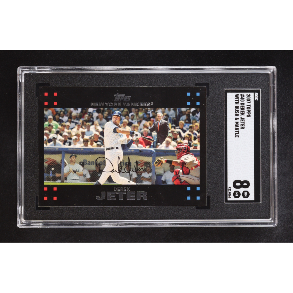 Derek Jeter 2007 Topps w / Mantle /Bush #40a (SGC 8) at PristineAuction.com