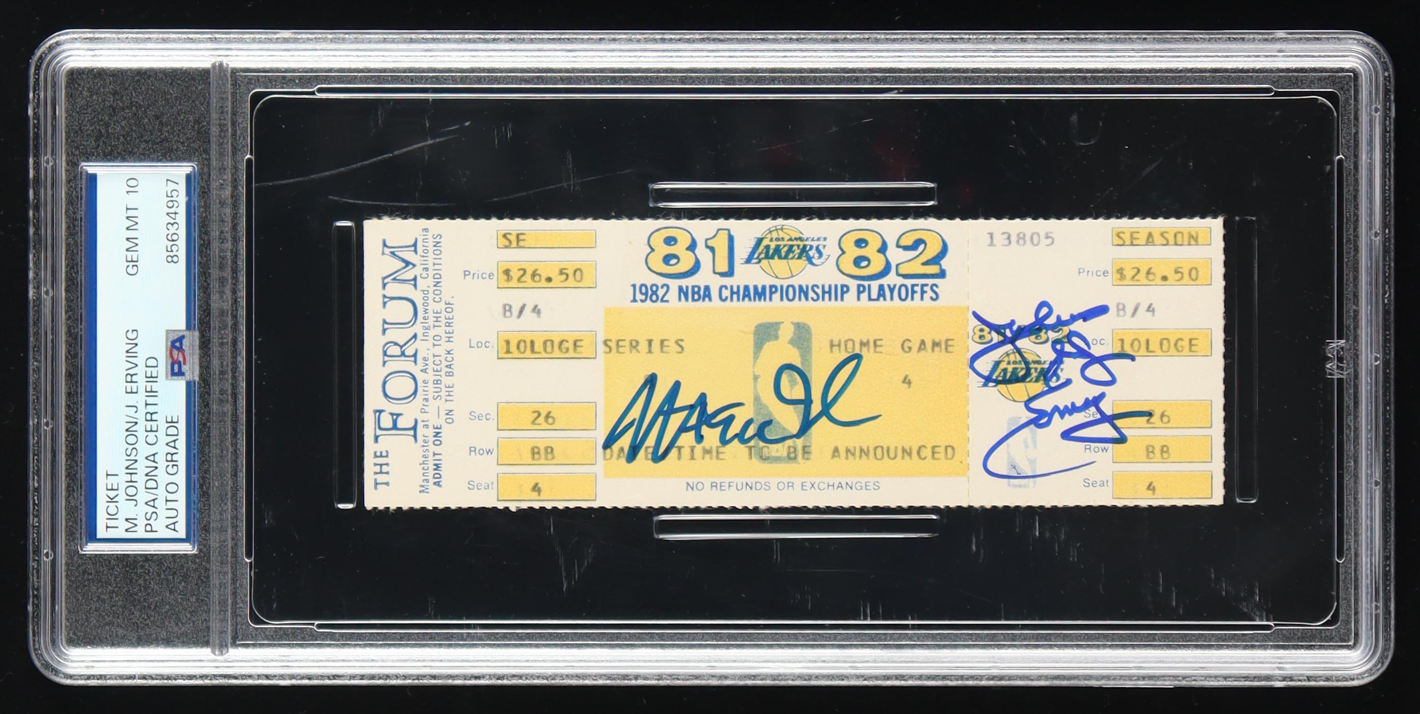 Magic Johnson & Julius Irving Signed 1982 Championship Ticket (PSA 10) at PristineAuction.com Magic Johnson & Julius Irving Signed 1982 Championship Ticket (PSA 10) at PristineAuction.com