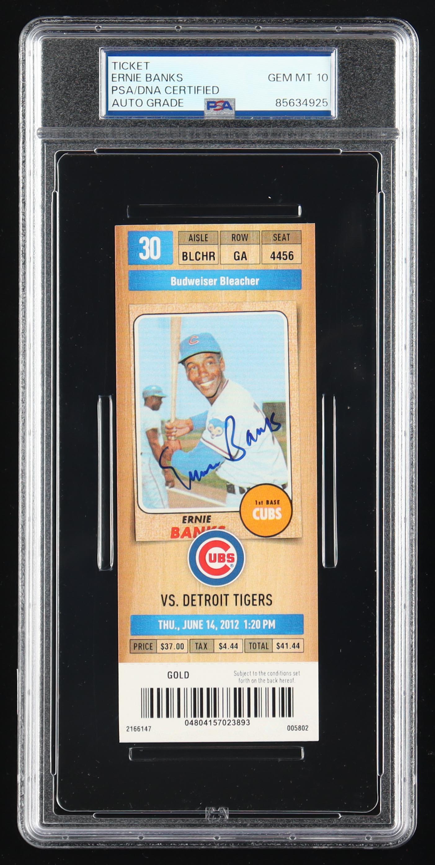 Ernie Banks Signed 1968 Topps Ticket (PSA 10) at PristineAuction.com Ernie Banks Signed 1968 Topps Ticket (PSA 10) at PristineAuction.com
