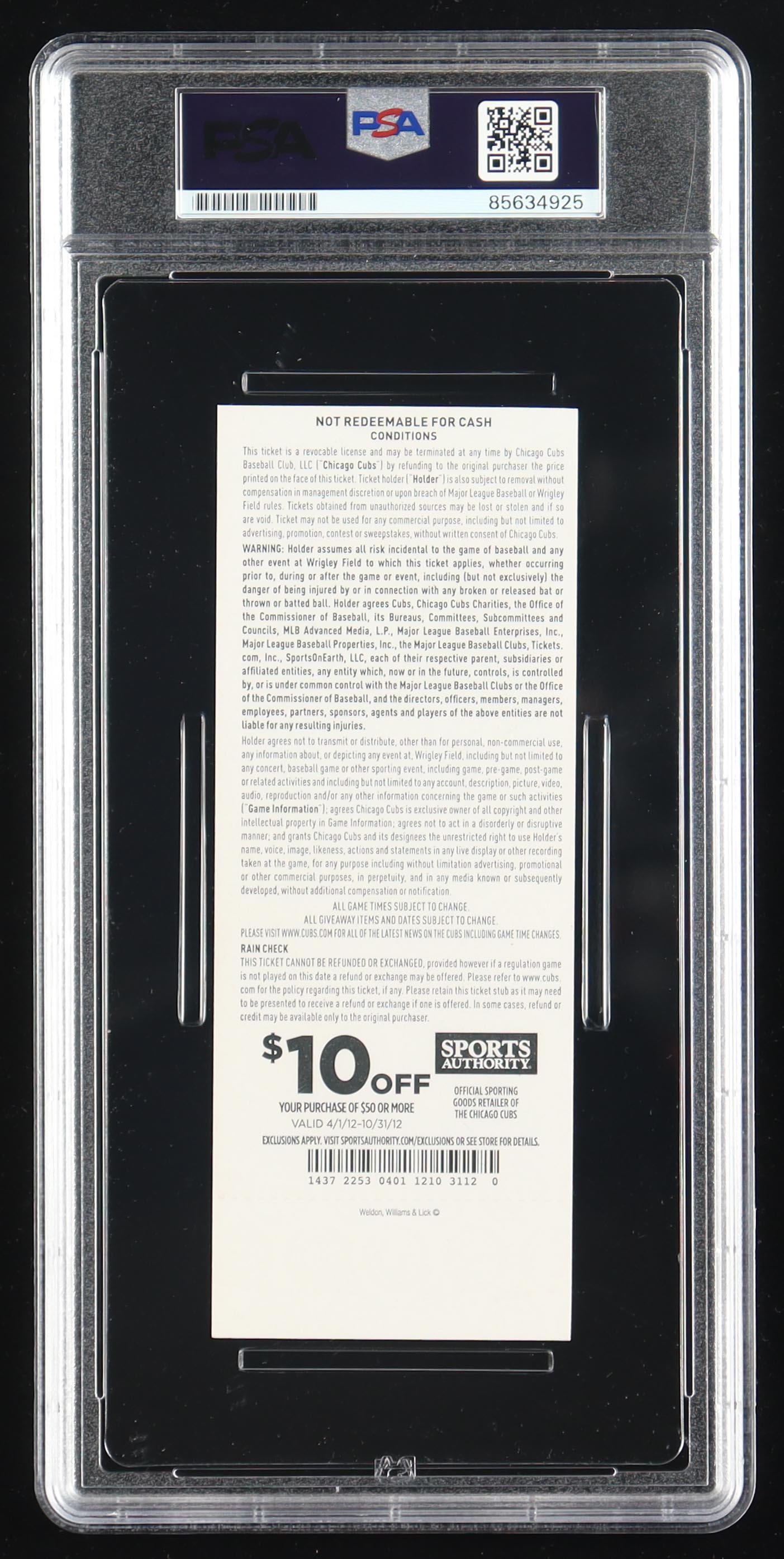 Ernie Banks Signed 1968 Topps Ticket (PSA 10) at PristineAuction.com Ernie Banks Signed 1968 Topps Ticket (PSA 10) at PristineAuction.com