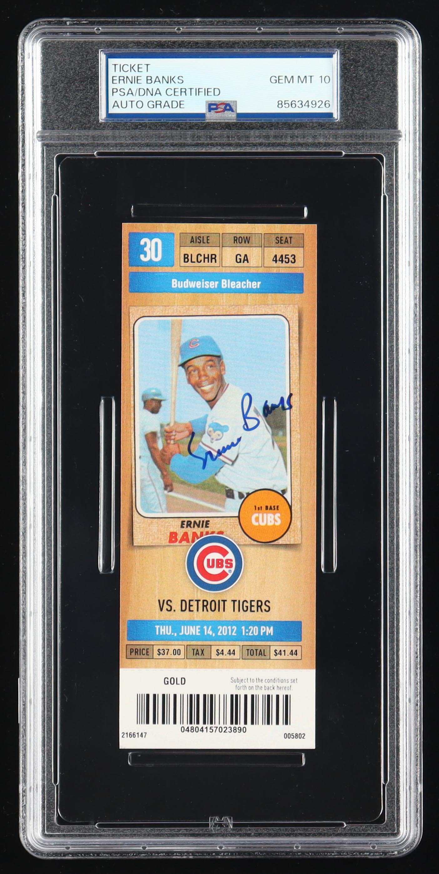 Ernie Banks Signed 1968 Topps Ticket (PSA 10) at PristineAuction.com Ernie Banks Signed 1968 Topps Ticket (PSA 10) at PristineAuction.com