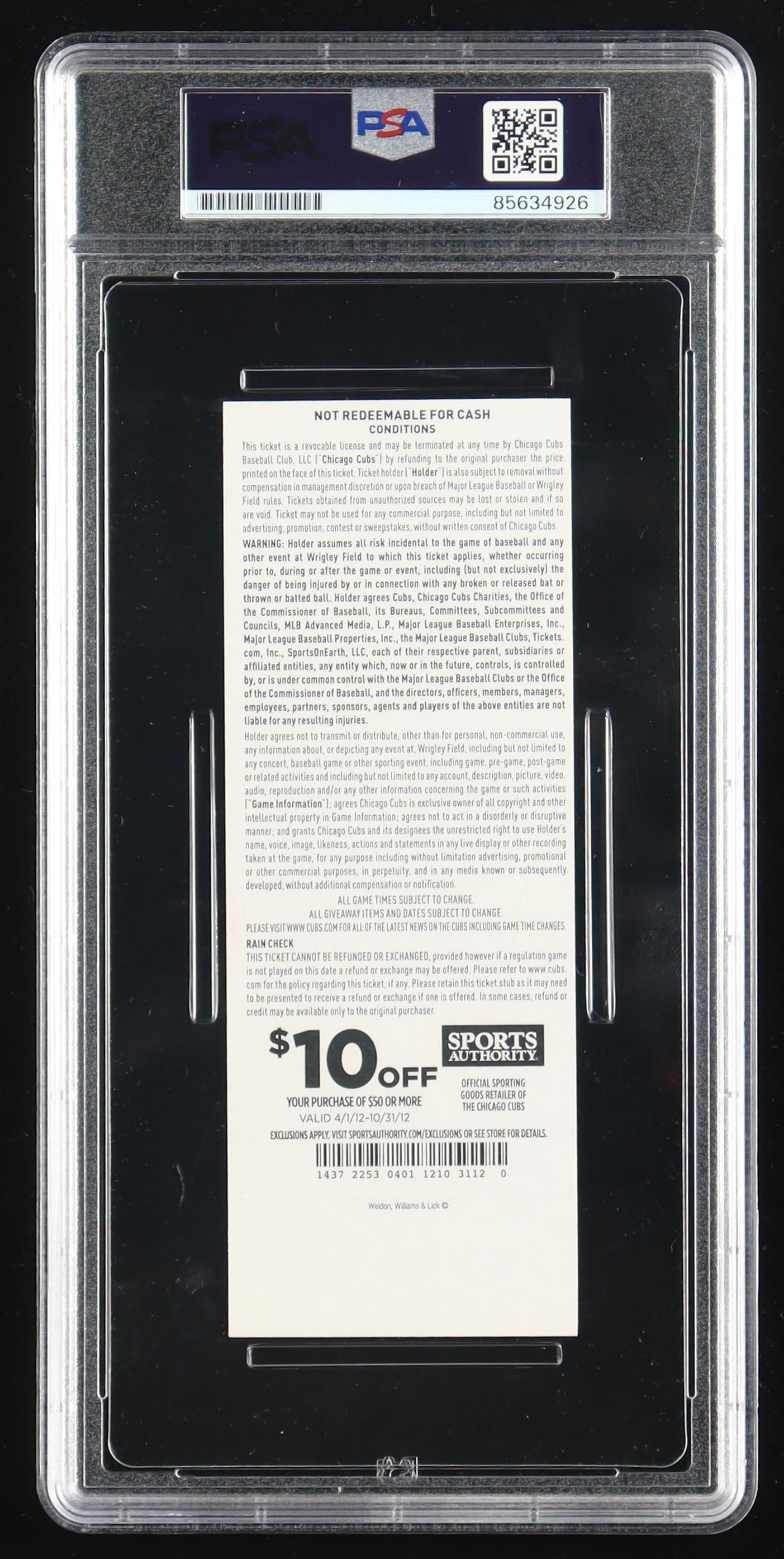 Ernie Banks Signed 1968 Topps Ticket (PSA 10) at PristineAuction.com Ernie Banks Signed 1968 Topps Ticket (PSA 10) at PristineAuction.com