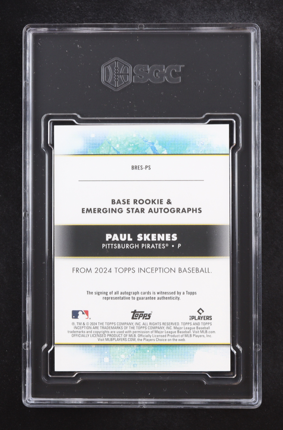 Paul Skenes 2024 Topps Inception Rookie & Emerging Star Autographs Purple #BRESPS #133/199 RC (SGC 9) at PristineAuction.com Paul Skenes 2024 Topps Inception Rookie & Emerging Star Autographs Purple #BRESPS #133/199 RC (SGC 9) at PristineAuction.com