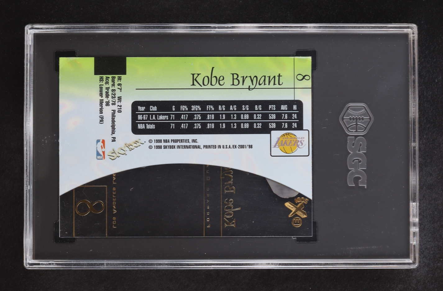 Kobe Bryant 1997-98 Skybox E-X 2001 #8 (SGC 9) at PristineAuction.com Kobe Bryant 1997-98 Skybox E-X 2001 #8 (SGC 9) at PristineAuction.com