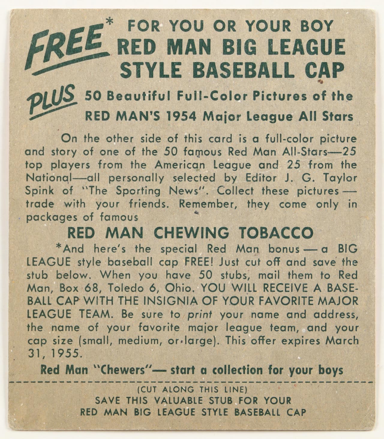 Roy Campanella 1954 Red Man with Tab Attached at PristineAuction.com Roy Campanella 1954 Red Man with Tab Attached at PristineAuction.com