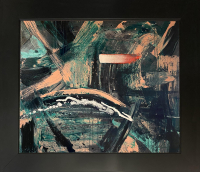 Mark Lewis Custom Framed Original Painting On Canvas #038-25 (Lewis) at PristineAuction.com