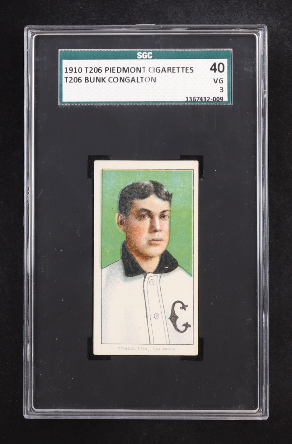 Bunk Congalton 1910 Piedmont Cigarettes T206 (SGC 3) at PristineAuction.com Bunk Congalton 1910 Piedmont Cigarettes T206 (SGC 3) at PristineAuction.com