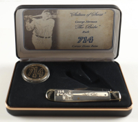 Vintage Babe Ruth Knife & 715 Coin Set in Felt Presentation Box with Certificate at PristineAuction.com