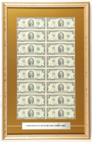2013 U.S. $2 Dollar Bill Custom Framed Uncut Sheet Of (16) Bills with Title Plaque at PristineAuction.com