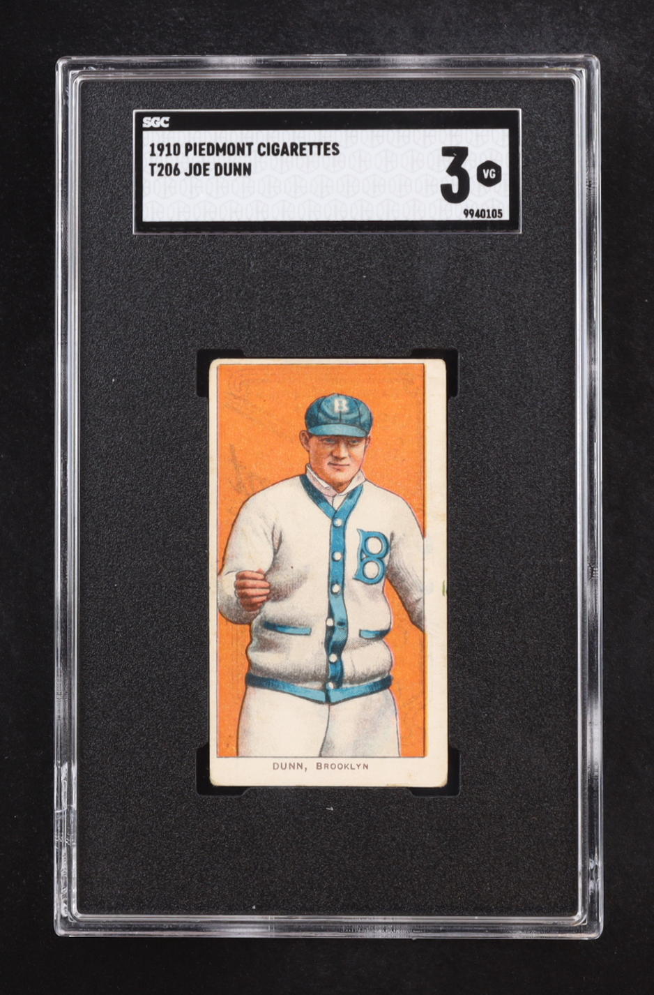 Joe Dunn 1910 Piedmont Cigarettes T206 (SGC 3) at PristineAuction.com Joe Dunn 1910 Piedmont Cigarettes T206 (SGC 3) at PristineAuction.com