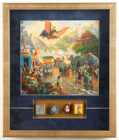 Thomas Kinkade "Dumbo the Flying Elephant" Custom Framed Print Display with (2) 1960 Dumbo Figurines at PristineAuction.com