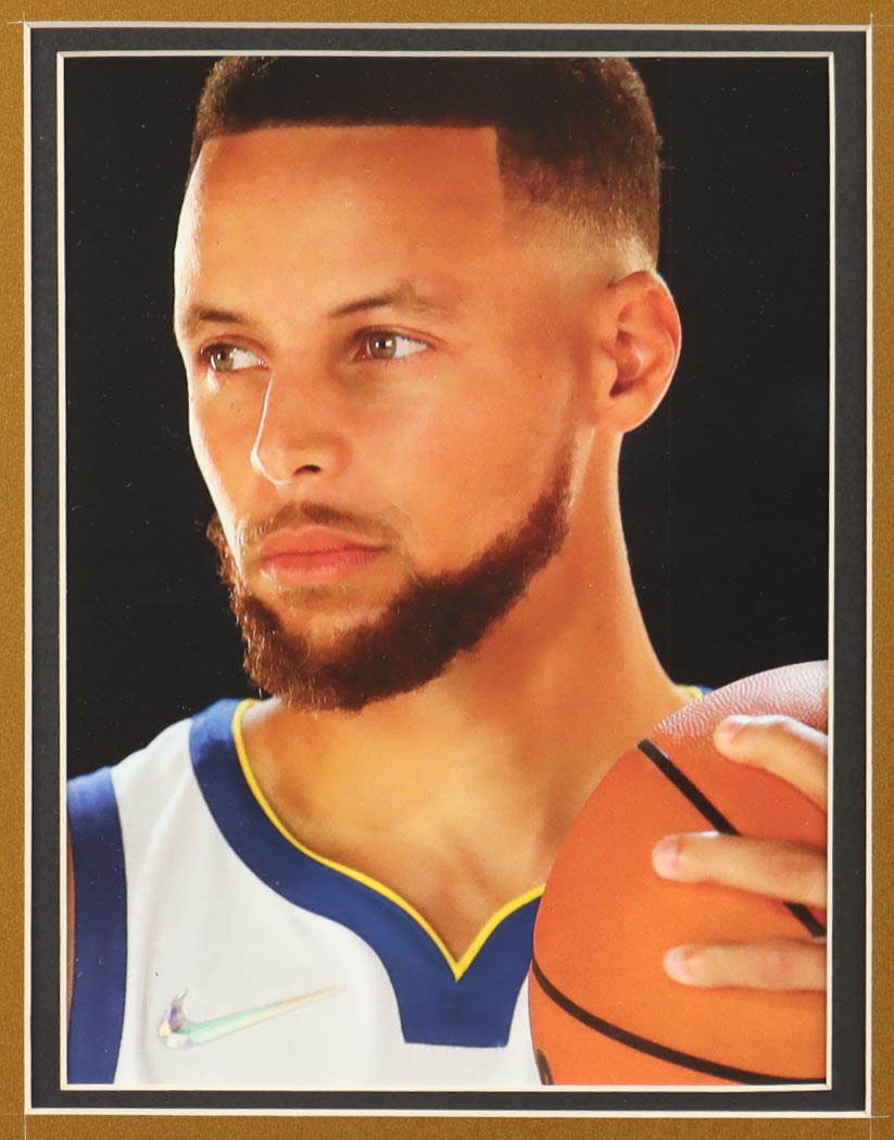 Stephen Curry Signed Custom Framed Jersey Display with (4) NBA Finals Pins & (2) Metal Team Logo Emblems (JSA) at PristineAuction.com Stephen Curry Signed Custom Framed Jersey Display with (4) NBA Finals Pins & (2) Metal Team Logo Emblems (JSA) at PristineAuction.com