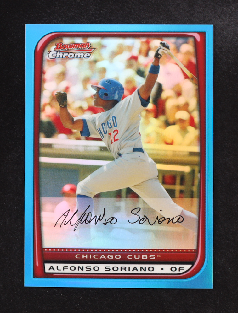 Alfonso Soriano 2008 Topps Bowman Chrome Auto Blue Refractors #72 #096/150 at PristineAuction.com Alfonso Soriano 2008 Topps Bowman Chrome Auto Blue Refractors #72 #096/150 at PristineAuction.com