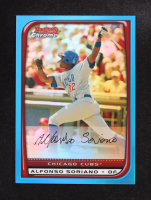 Alfonso Soriano 2008 Topps Bowman Chrome Auto Blue Refractors #72 #096/150 at PristineAuction.com