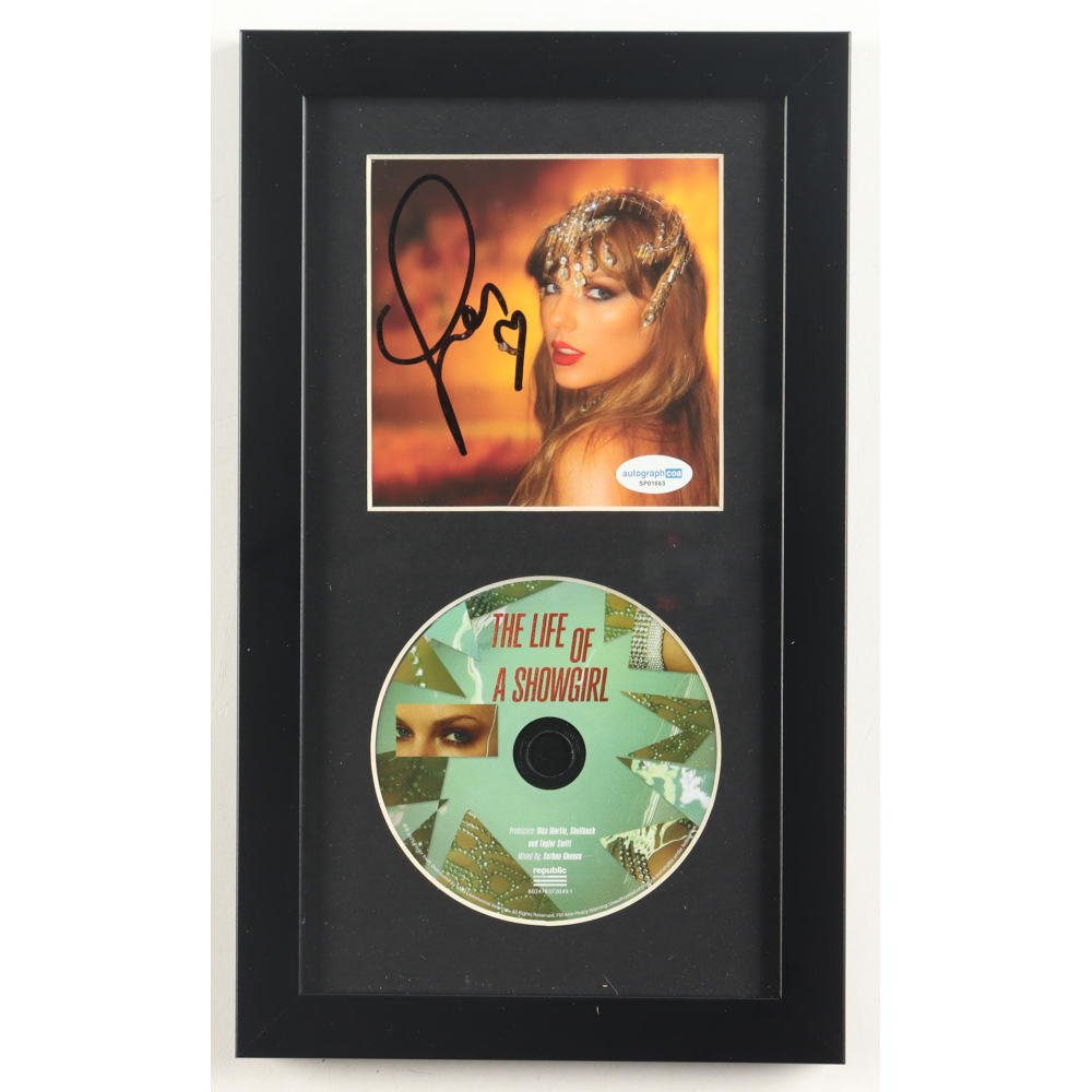 Taylor Swift Signed "The Life of a Showgirl" Custom Framed CD Insert Display (AutographCOA) at PristineAuction.com
