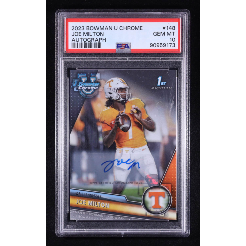 Joe Milton 2023 Bowman Chrome University Autographs #148 (PSA 10) at PristineAuction.com