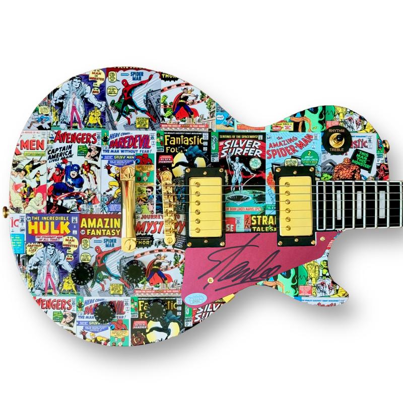 Stan Lee Signed Marvel "Famous 1st Appearances" Custom Les Paul Style Guitar (JSA) at PristineAuction.com Stan Lee Signed Marvel "Famous 1st Appearances" Custom Les Paul Style Guitar (JSA) at PristineAuction.com