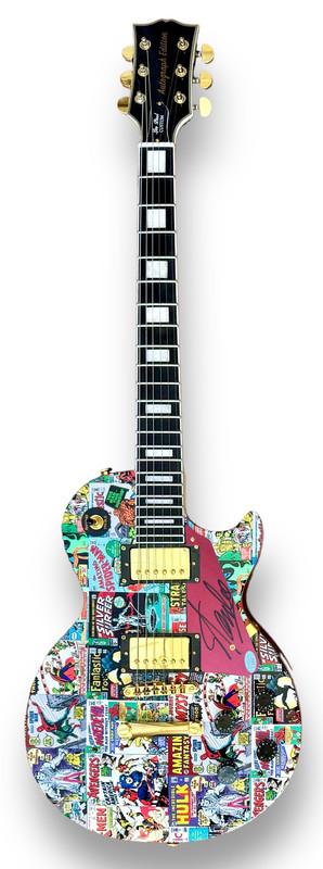 Stan Lee Signed Marvel "Famous 1st Appearances" Custom Les Paul Style Guitar (JSA) at PristineAuction.com Stan Lee Signed Marvel "Famous 1st Appearances" Custom Les Paul Style Guitar (JSA) at PristineAuction.com