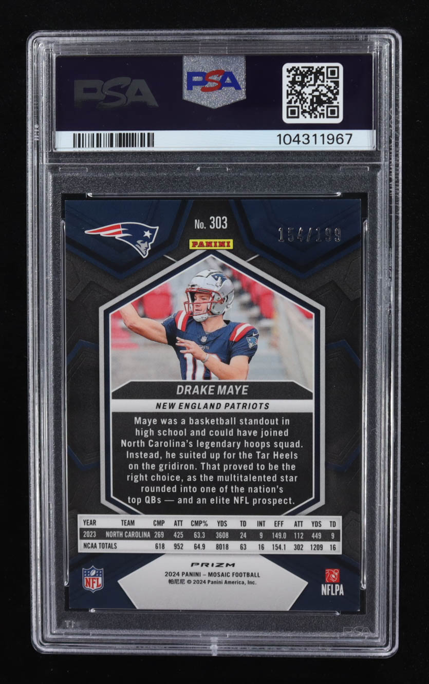 Drake Maye 2024 Panini Mosaic Mosaic Orange #303 #154/199 RC (PSA 9) at PristineAuction.com Drake Maye 2024 Panini Mosaic Mosaic Orange #303 #154/199 RC (PSA 9) at PristineAuction.com