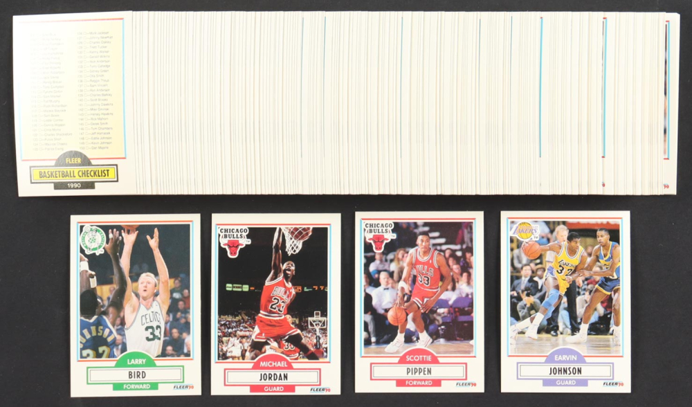 1990-1991 Fleer Basketball Complete Set of (198) Cards Including Michael Jordan #26, Magic Johnson #93, Larry Bird #8, Scottie Pippen #30