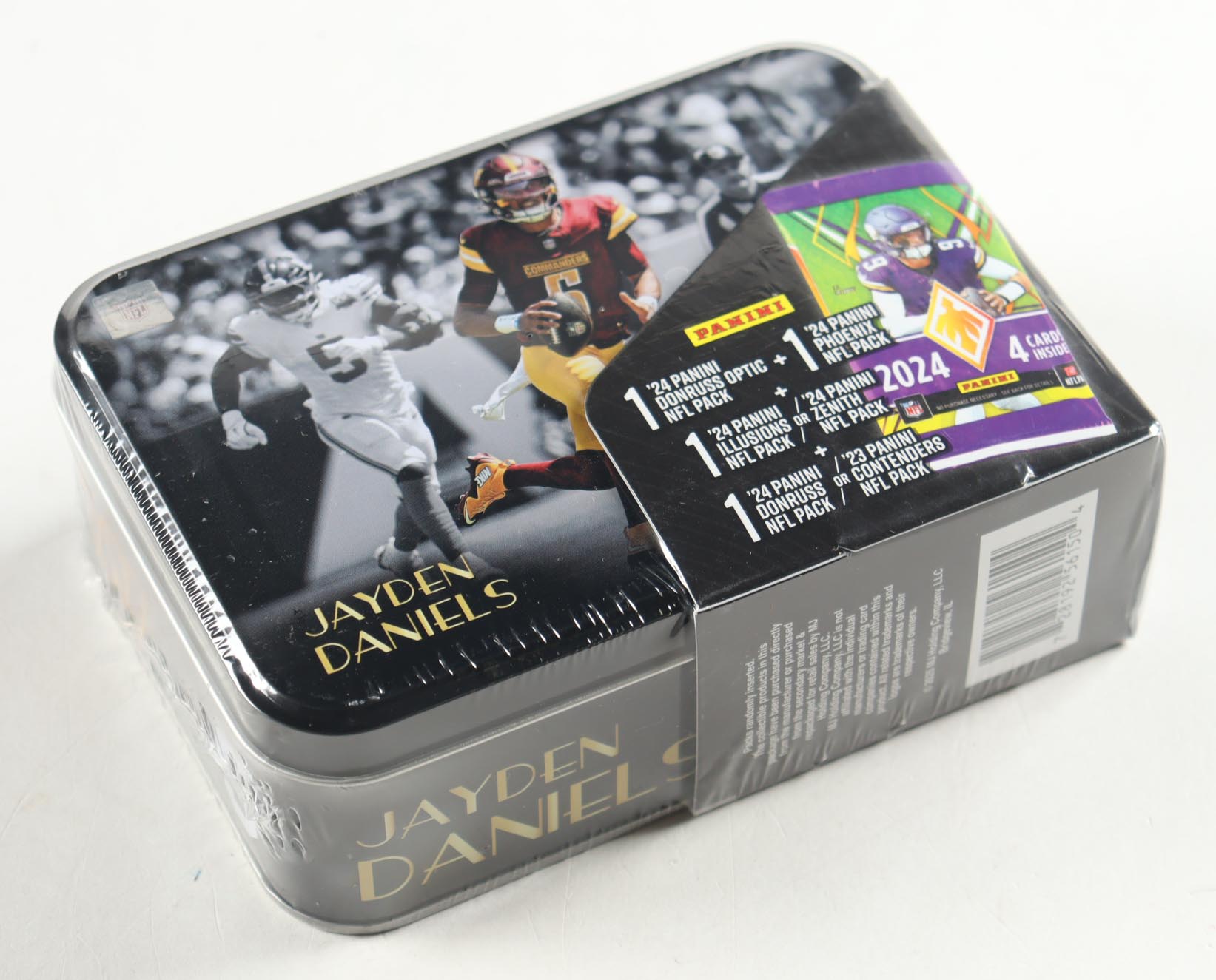 Jayden Daniels Panini 2025 Championship Collection Football Tin with (4) Packs at PristineAuction.com Jayden Daniels Panini 2025 Championship Collection Football Tin with (4) Packs at PristineAuction.com