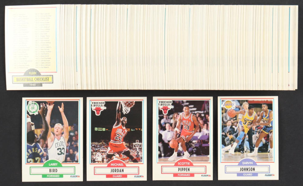 1990-1991 Fleer Basketball Complete Set of (198) Cards Including Michael Jordan #26, Magic Johnson #93, Larry Bird #8, Scottie Pippen #30