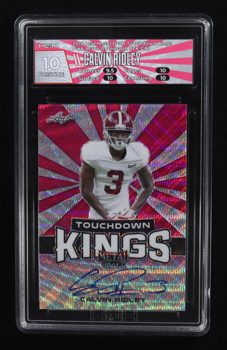 Calvin Ridley 2018 Leaf Metal Draft Pink Wave #BACR1 #5/10 RC (HGA 10 | Auto Grade 10) at PristineAuction.com Calvin Ridley 2018 Leaf Metal Draft Pink Wave #BACR1 #5/10 RC (HGA 10 | Auto Grade 10) at PristineAuction.com