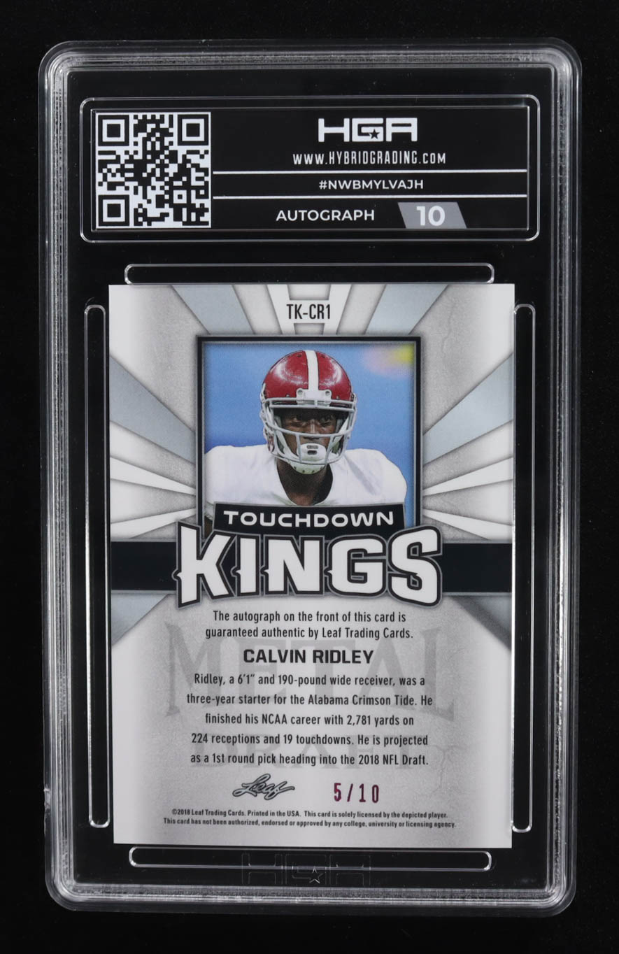 Calvin Ridley 2018 Leaf Metal Draft Pink Wave #BACR1 #5/10 RC (HGA 10 | Auto Grade 10) at PristineAuction.com Calvin Ridley 2018 Leaf Metal Draft Pink Wave #BACR1 #5/10 RC (HGA 10 | Auto Grade 10) at PristineAuction.com