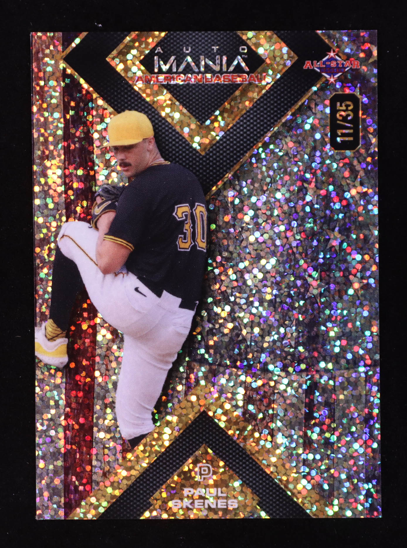 Paul Skenes 2024 Wild Card AutoMania American All-Star Square Vintage Flag Sparkle #AMASQPS #11/35 at PristineAuction.com Paul Skenes 2024 Wild Card AutoMania American All-Star Square Vintage Flag Sparkle #AMASQPS #11/35 at PristineAuction.com