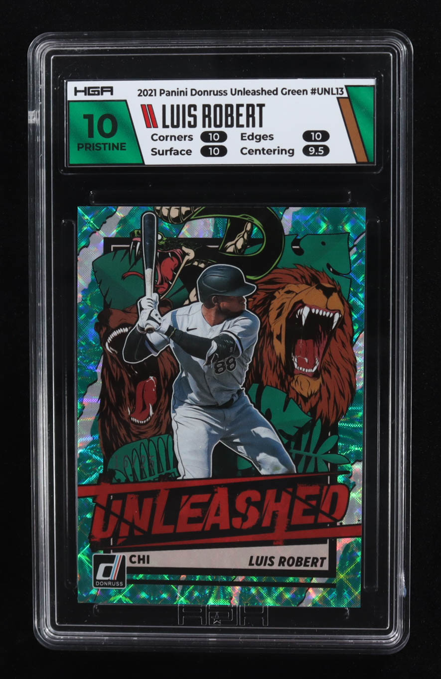 Luis Robert 2021 Donruss Unleashed Green #13 #16/25 (HGA 10) at PristineAuction.com Luis Robert 2021 Donruss Unleashed Green #13 #16/25 (HGA 10) at PristineAuction.com