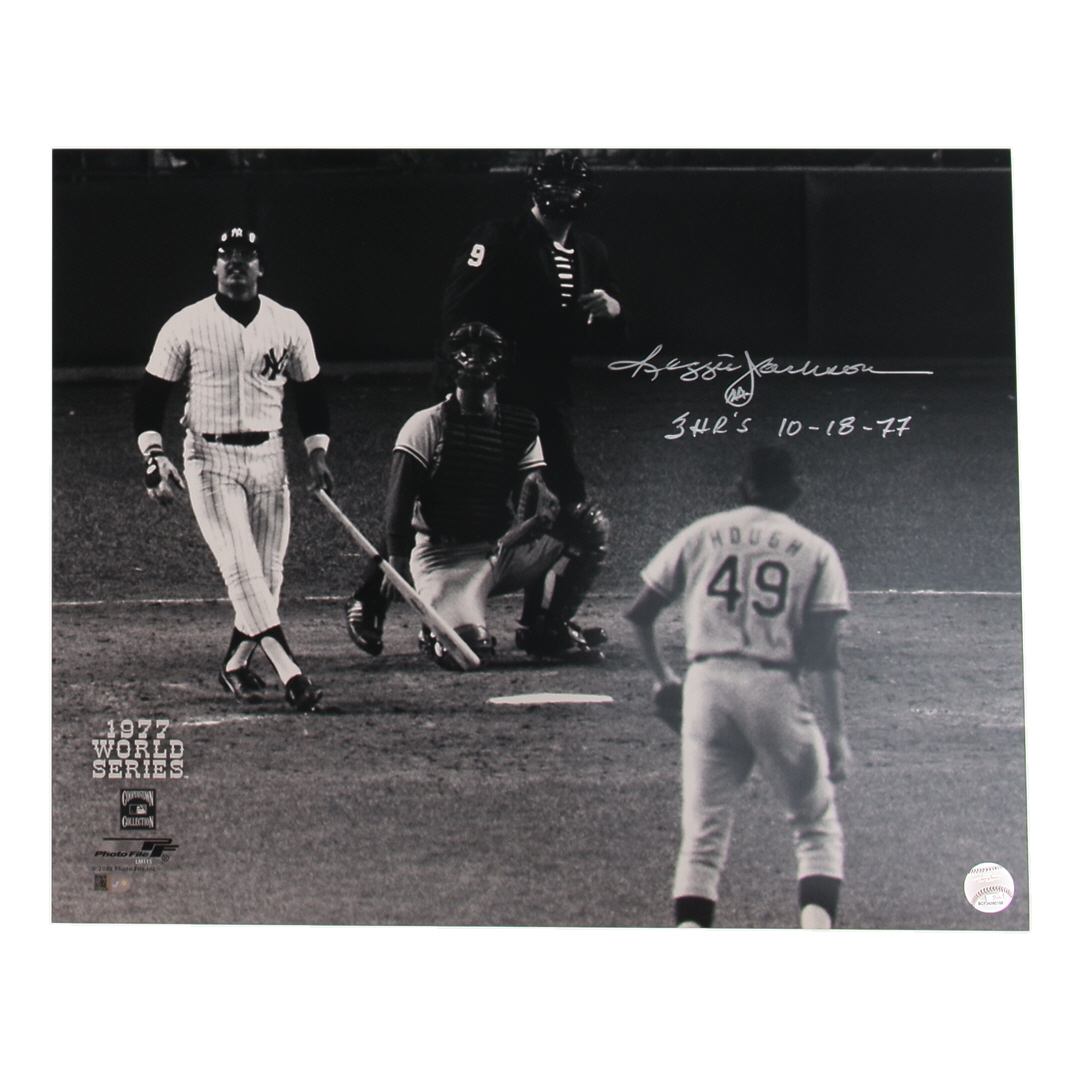 Reggie Jackson Signed Yankees 16x20 Photo Inscribed "3HR's, 10-18-77"  (AIV) at PristineAuction.com Reggie Jackson Signed Yankees 16x20 Photo Inscribed "3HR's, 10-18-77"  (AIV) at PristineAuction.com