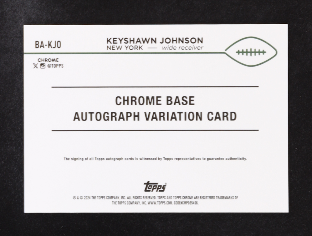 Keyshawn Johnson 2024 Topps Chrome Base Autograph Variation Red #BA-KJO #2/5 at PristineAuction.com Keyshawn Johnson 2024 Topps Chrome Base Autograph Variation Red #BA-KJO #2/5 at PristineAuction.com