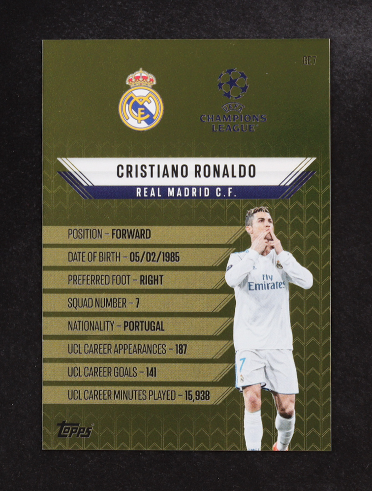 Cristiano Ronaldo 2024-25 Topps UEFA Champions League Gold Edge Edition #GE7 at PristineAuction.com Cristiano Ronaldo 2024-25 Topps UEFA Champions League Gold Edge Edition #GE7 at PristineAuction.com