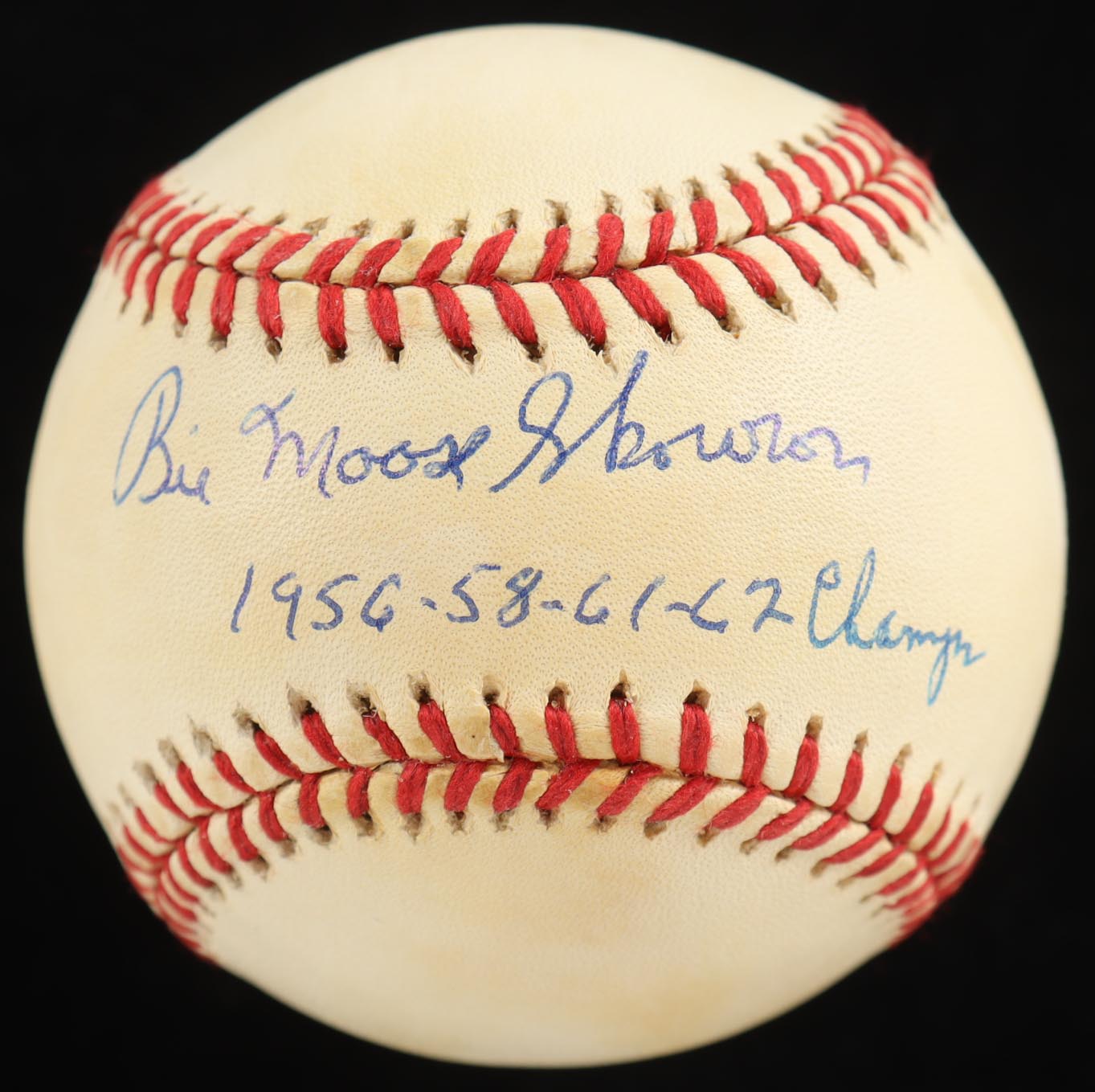 'Big' Bill Skowron Signed OAL Baseball with Display Case Inscribed "1956-58-61-62 Champs" (JSA) at PristineAuction.com 'Big' Bill Skowron Signed OAL Baseball with Display Case Inscribed "1956-58-61-62 Champs" (JSA) at PristineAuction.com