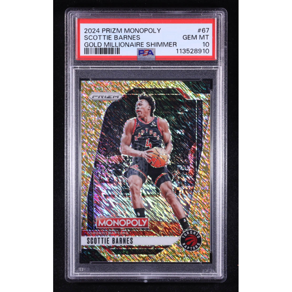 Scottie Barnes 2024-25 Panini Prizm Monopoly Gold Millionaire Shimmer #67 #384/500 (PSA 10) at PristineAuction.com
