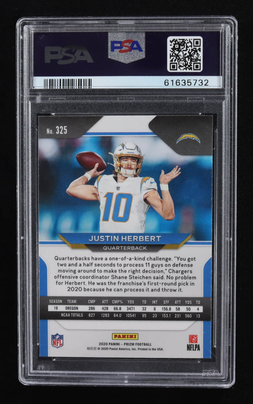 Justin Herbert 2020 Panini Prizm #325 RC (PSA 10) at PristineAuction.com Justin Herbert 2020 Panini Prizm #325 RC (PSA 10) at PristineAuction.com