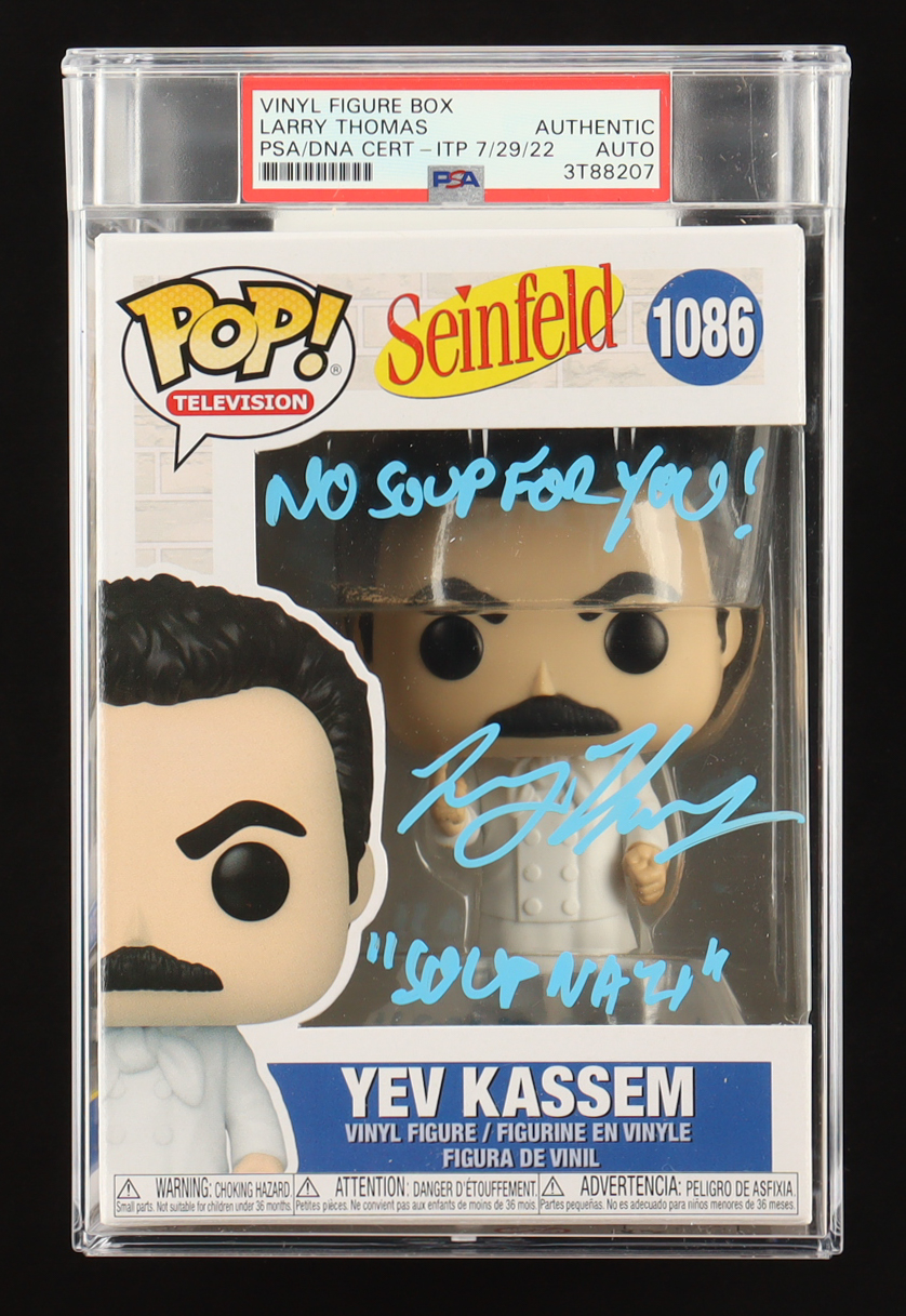 Larry Thomas Signed "Seinfeld" #1086 Yev Kassem Funko Pop! Vinyl Figure Inscribed "'Soup Nazi'" & "No Soup For You!" (PSA) at PristineAuction.com Larry Thomas Signed "Seinfeld" #1086 Yev Kassem Funko Pop! Vinyl Figure Inscribed "'Soup Nazi'" & "No Soup For You!" (PSA) at PristineAuction.com