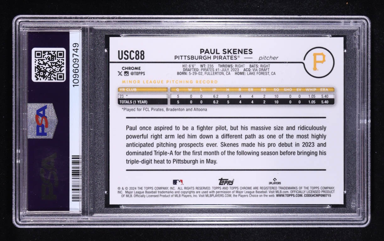 Paul Skenes 2024 Topps Chrome Update #USC88 RC (PSA 9) at PristineAuction.com Paul Skenes 2024 Topps Chrome Update #USC88 RC (PSA 9) at PristineAuction.com